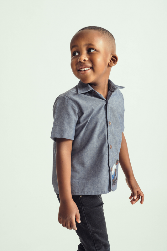 Chemise garçon avec peinture artisanale résistante