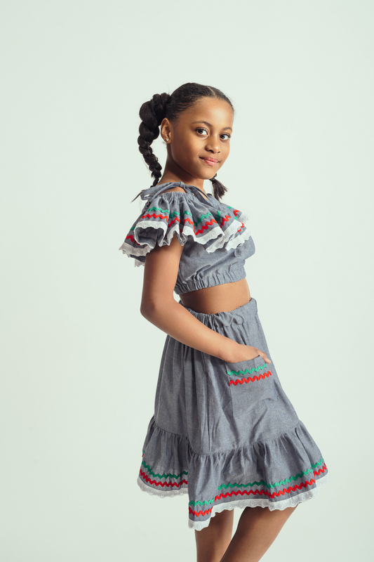 Ensemble haut et jupe traditionnelle pour enfants