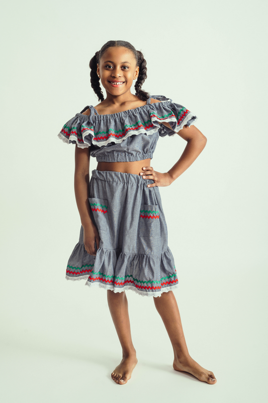 Ensemble haut et jupe traditionnelle pour enfants